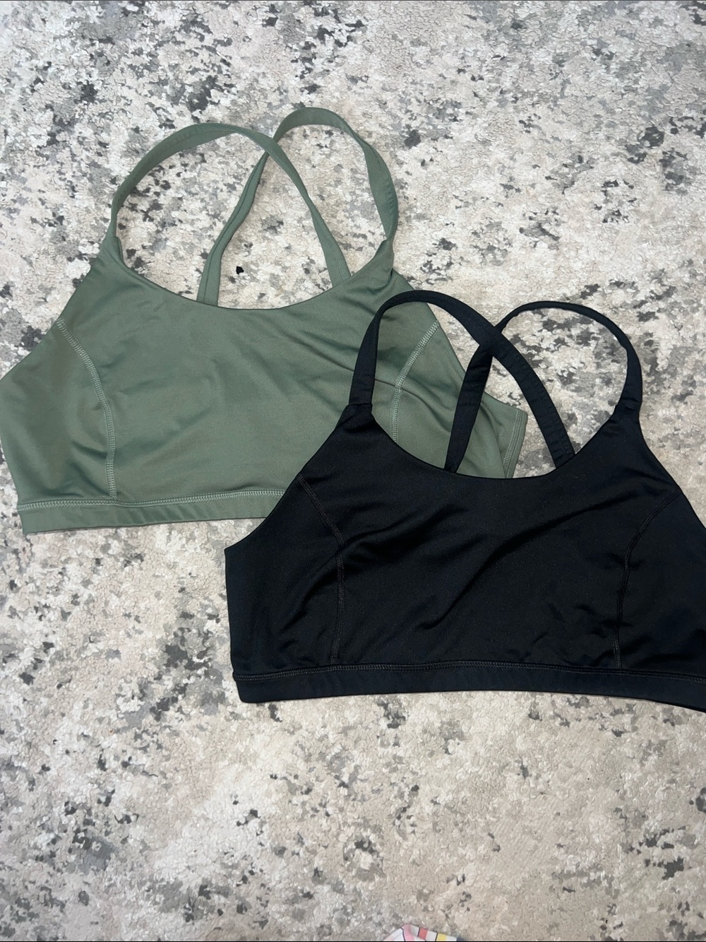 Avia Crossback Sports Bras — Olive & Black (2-Pack) Sz XL